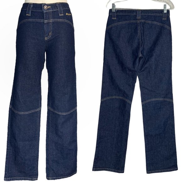 Dkny Denim - Y2K DKNY Pocketless Straight Leg Jeans Dark Wash Contrast Sticking Size 6